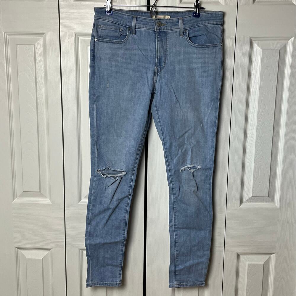 Levi's 711 Distressed Skinny Jeans Light Blue 31